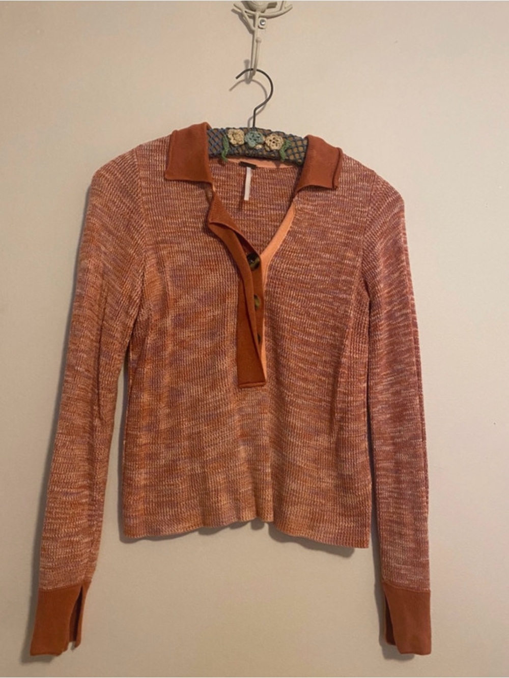 Women's Rust Heathered Knit Free People Sweater